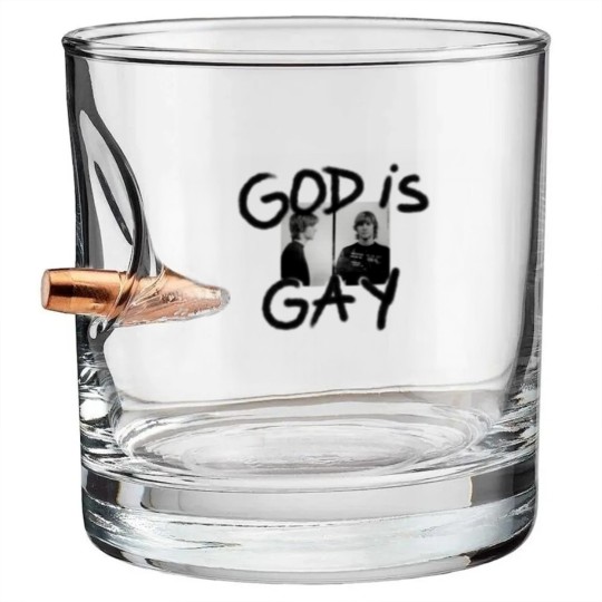 Discover God Is Gay Kurt Cobain Sticker Bullet Whiskey Glasses