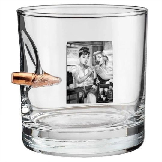 Discover Marilyn Monroe and Audrey Hepburn vintage design Bullet Whiskey Glasses