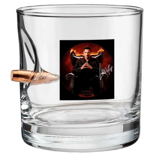 Discover Lucifer circle script photographic print Bullet Whiskey Glasses