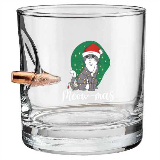 Discover Meow-Mas Cat Christmas Kitten Animal Christmas Tre Bullet Whiskey Glasses