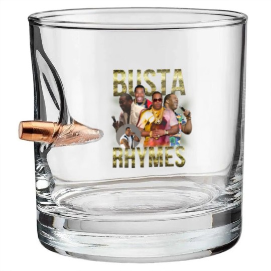 Discover Busta Rhymes Bullet Whiskey Glasses Vintage Hip Hop 90s Retro Graphic Bullet Whiskey Glasses