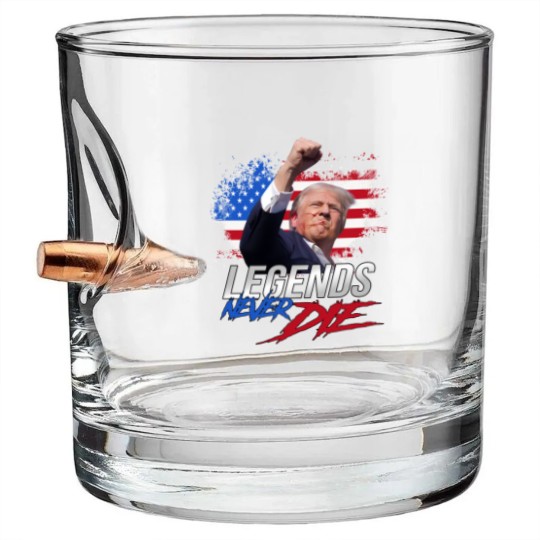 Discover Trump Legends Never Die Dark Bullet Whiskey Glasses, Trump Fight 2024 Bullet Whiskey Glasses