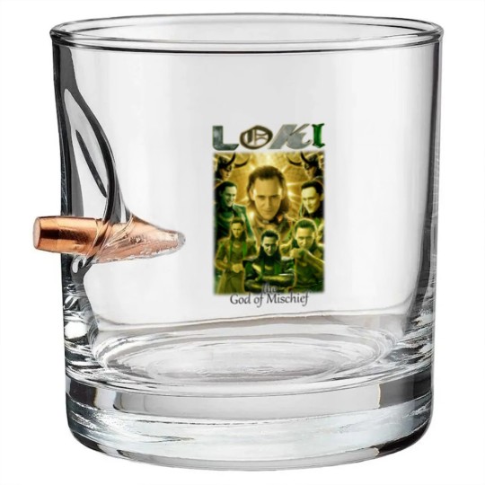 Discover Loki movie film God of Mischief 2021 Bullet Whiskey Glasses, Loki Bullet Whiskey Glasses