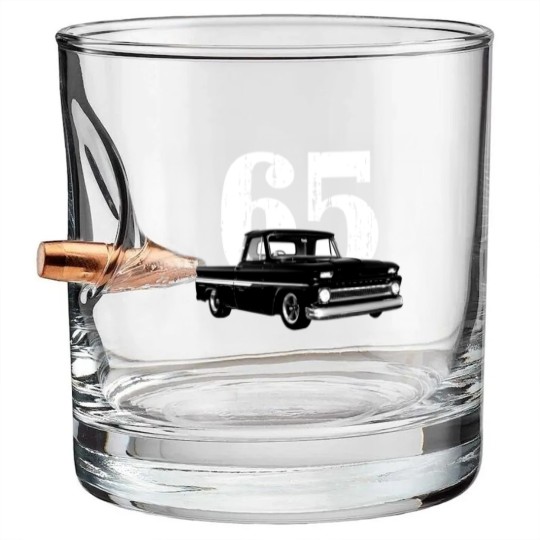 Discover 1965 C10 Pickup Truck Front Three Quarter View Bullet Whiskey Glasses