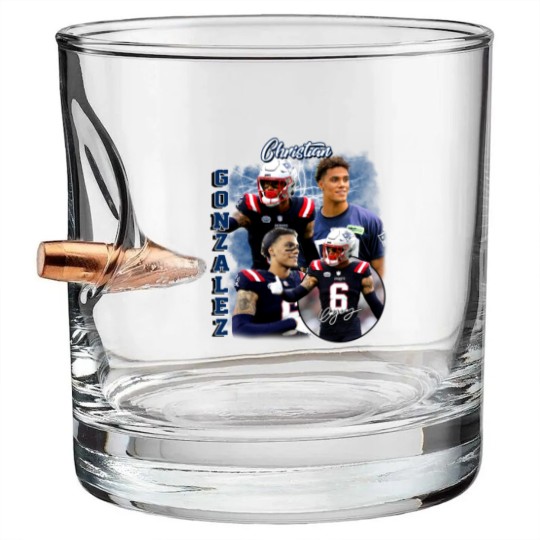 Discover Vintage 90s Graphic Style christian Gonzalez Bullet Whiskey Glasses, Retro American Football Bootleg Gift