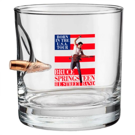 Discover Bruce Springsteen Born In Usa Tour Bullet Whiskey Glasses, Bruce Springsteen Usa Flag Bullet Whiskey Glasses