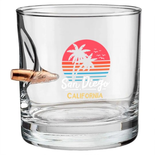 Discover San Diego California CA Vintage Bullet Whiskey Glasses