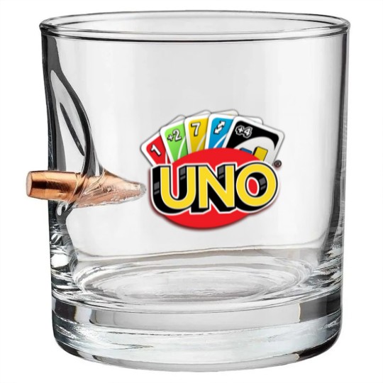 Discover UNO Game Card Bullet Whiskey Glasses