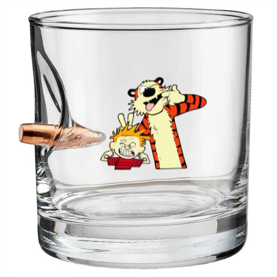 Discover calvin and hobbes, calvin and hobbes logo, calvin and hobbes merch, calvin and hobbes cartoon Bullet Whiskey Glasses