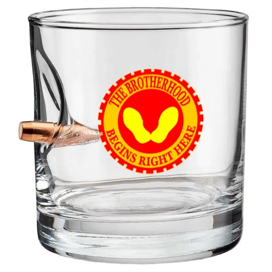 Discover The Brotherhood Begins Right Here Yellow Footprint Bullet Whiskey Glasses