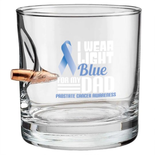Discover I Wear Light Blue For Dad Bullet Whiskey Glasses Prostate Cancer