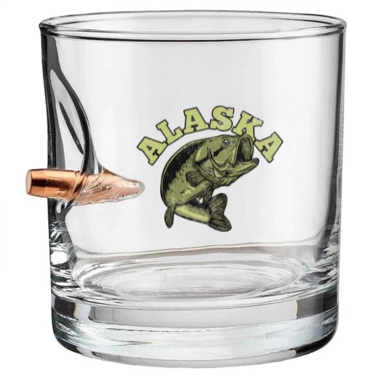 Discover Alaska USA State Travel Souvenir Funny Fishing Bullet Whiskey Glasses