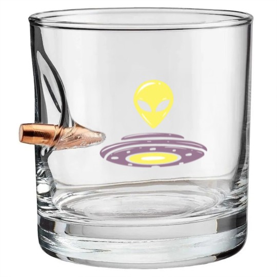 Discover Alien UFO motif alien head saucer design Bullet Whiskey Glasses