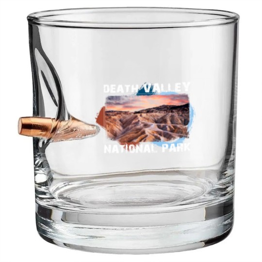 Discover Death Valley National Park Bullet Whiskey Glasses with Sunset Scene