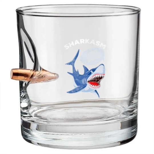 Discover Sarcastic Shark Humor Meat Lover Marine Biology Bullet Whiskey Glasses