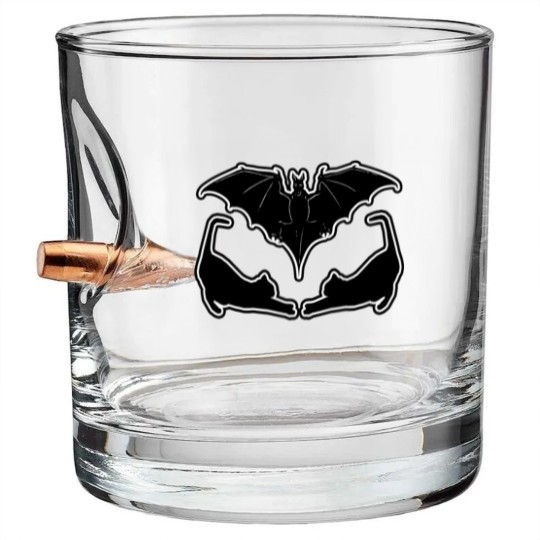 Discover Funny, Cute and Beautiful Bat with Cat Cartoon Bullet Whiskey Glasses