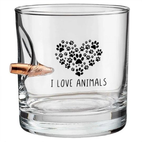 Discover I love animals Bullet Whiskey Glasses