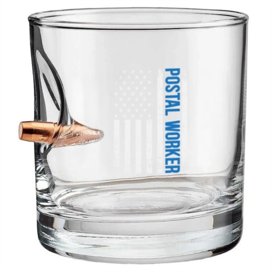 Discover American Postal Worker USA Flag 4th of July Bullet Whiskey Glasses