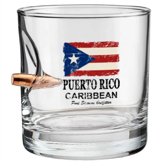 Discover Puerto Rico Flag - Vintage Look Bullet Whiskey Glasses