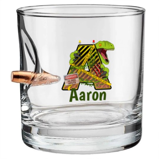 Discover Jurassic Alphabet | Initial Letter Custom Name | A Bullet Whiskey Glasses