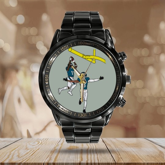 Discover AJ Brown and DeVonta Smith Dunk Celebration Active(1) Calendar Steel Band Watch