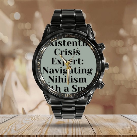 Discover Optimist Nihilism Philosophy Quote Calendar Steel Band Watch