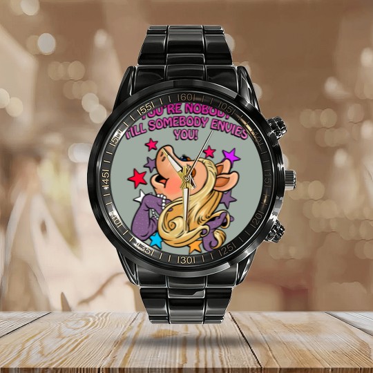 Discover Miss Puppet Character Piggy  Love You Calendar Steel Band Watch