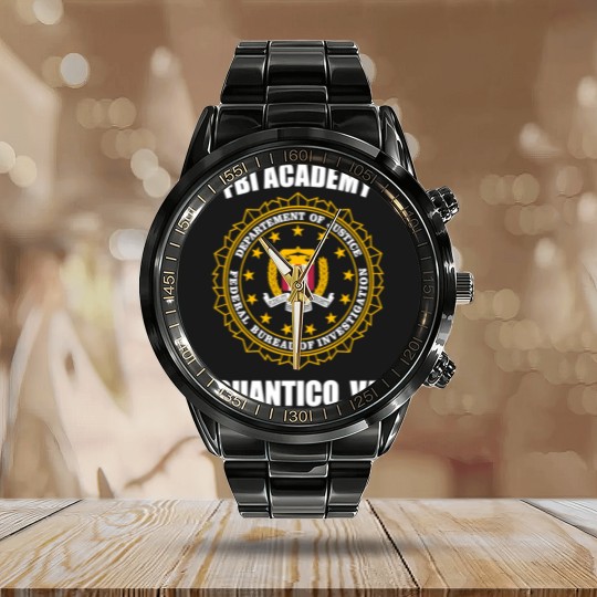 Discover FBI Academy Calendar Steel Band Watch