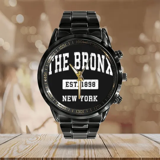 Discover The Bronx New York Ny Vintage Established Sports Design  Gift Calendar Steel Band Watch