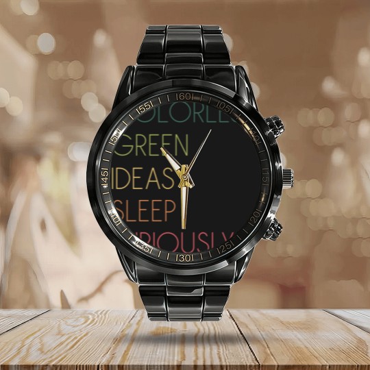 Discover Colorless Green Ideas Sleep Furiously Calendar Steel Band Watch