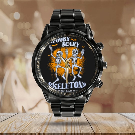 Discover spooky scary skeletons send shivers down your spine Calendar Steel Band Watch