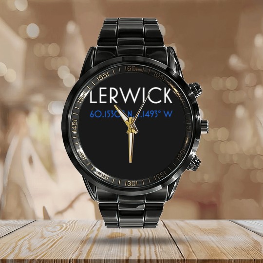 Discover Lerwick Shetland minimalist coordinates Calendar Steel Band Watch