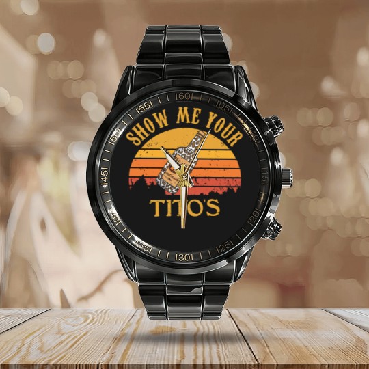 Discover Show Me Your Tito's Calendar Steel Band Watch, Vodka Lover, Tito's Fan
