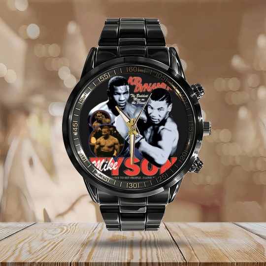 Discover Mike Tyson Vintage Kid Dynamite Bootleg Style Calendar Steel Band Watch