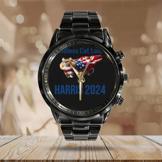 Discover Childless Cat Ladies for Harris 2024 Calendar Steel Band Watch