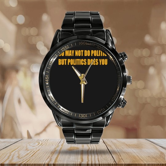 Discover Doing Politics Calendar Steel Band Watch
