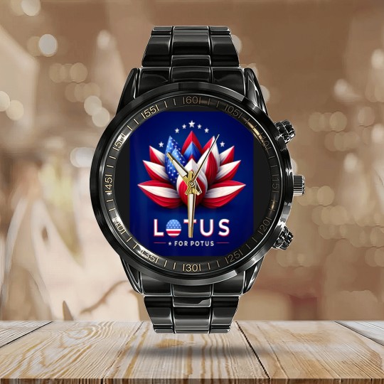 Discover lotus for potus kamala for president 2024 Calendar Steel Band Watch