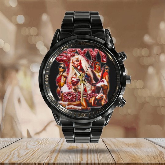 Discover Sexyy Red Singer Calendar Steel Band Watch, Sexyy Red Bootleg Calendar Steel Band Watch, Retro Sexyy Red Calendar Steel Band Watch For Fan