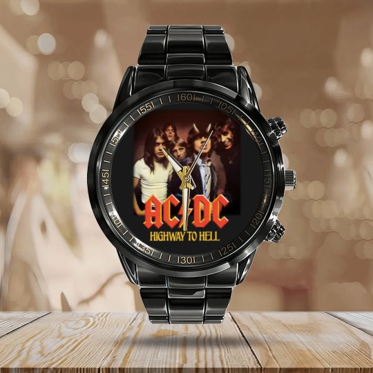 Discover Highway to Hell Power Up High Voltage Who Made Who Back in Black Calendar Steel Band Watch