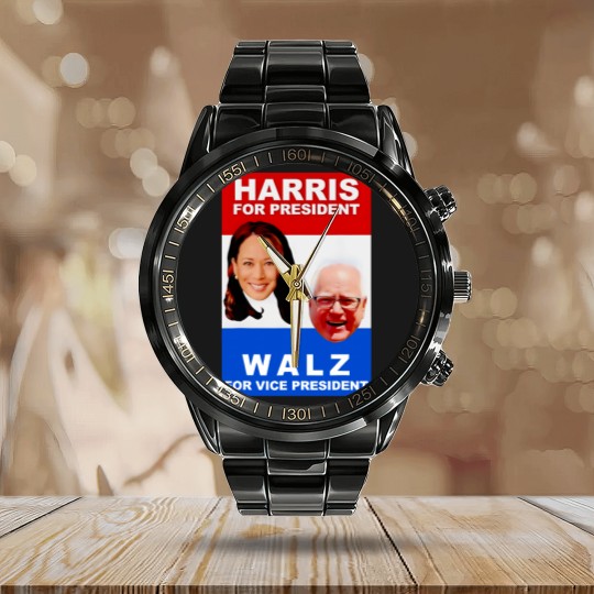 Discover Kamala Harris Tim Walz 2024 Harris Walz President Elections Calendar Steel Band Watch