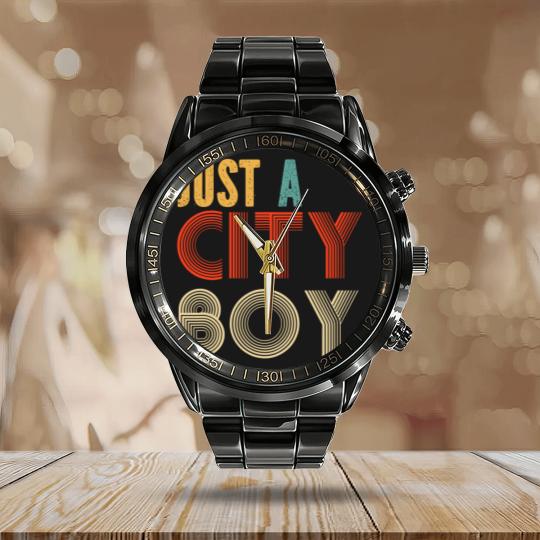 Discover retro just a city boy journey t Calendar Steel Band Watch
