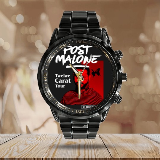 Discover Post Malone Vintage Graphic Calendar Steel Band Watch, Post Malone Calendar Steel Band Watch, Post Malone Merch, Post Malone Graphic Calendar Steel Band Watch