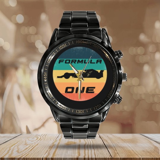 Discover Formula Ones Calendar Steel Band Watch