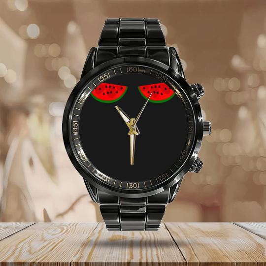 Discover Juicy Watermelon Boobs Calendar Steel Band Watch, Fruit Boobs Calendar Steel Band Watch