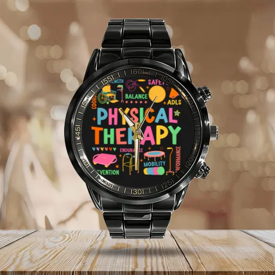 Discover Physical Therapy Calendar Steel Band Watch, Physical Therapist Calendar Steel Band Watch, Doctor Physical Therapist Calendar Steel Band Watch
