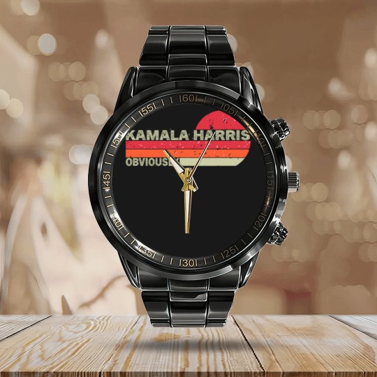 Discover Retro Kamala Obviously Harris Obviously Calendar Steel Band Watch