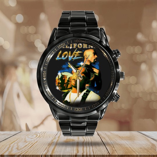 Discover California Love 2Pac Vintage Style Calendar Steel Band Watch
