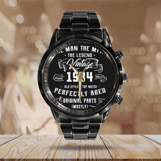 Discover Man Myth Legend 1934 89th Birthday Calendar Steel Band Watch For 89 Years Old Calendar Steel Band Watch
