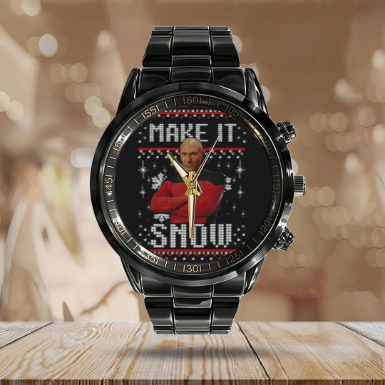 Discover Next Picard Make It Snow Ugly Sweater Christmas Birthday Calendar Steel Band Watch