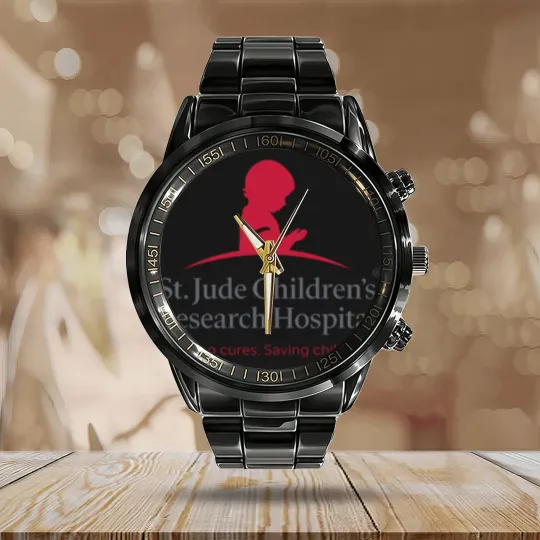 Discover St Jude-Logo Calendar Steel Band Watch